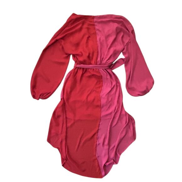 NWT Kiki La Rue Welch Pink & Red Colorblock Faux-Wrap Dress Women's Small - Picture 4 of 7